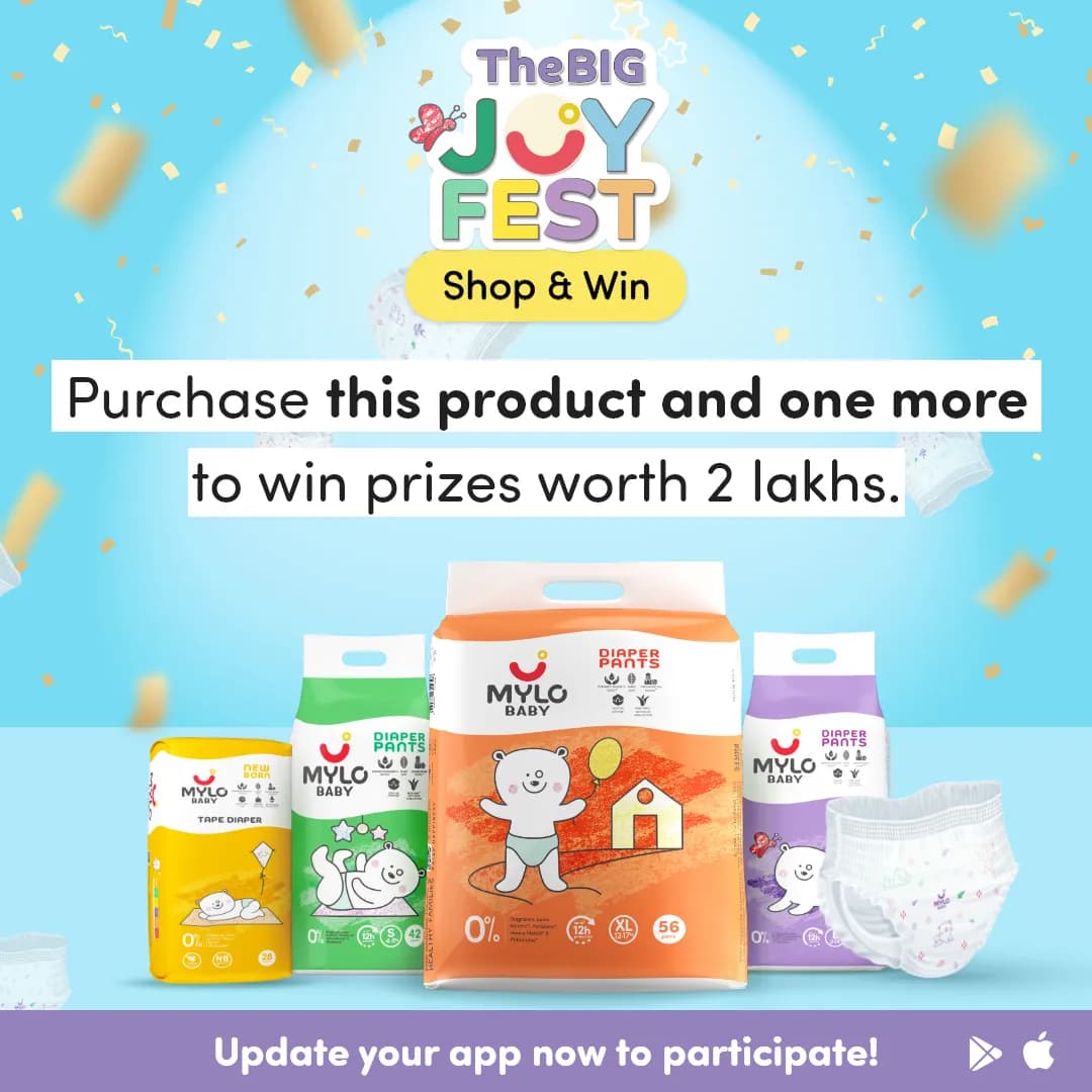 Mylo Baby Diaper Pants Small (S) Size, 4-8 kgs with ADL Technology - 74 Count - 12 Hours Protection