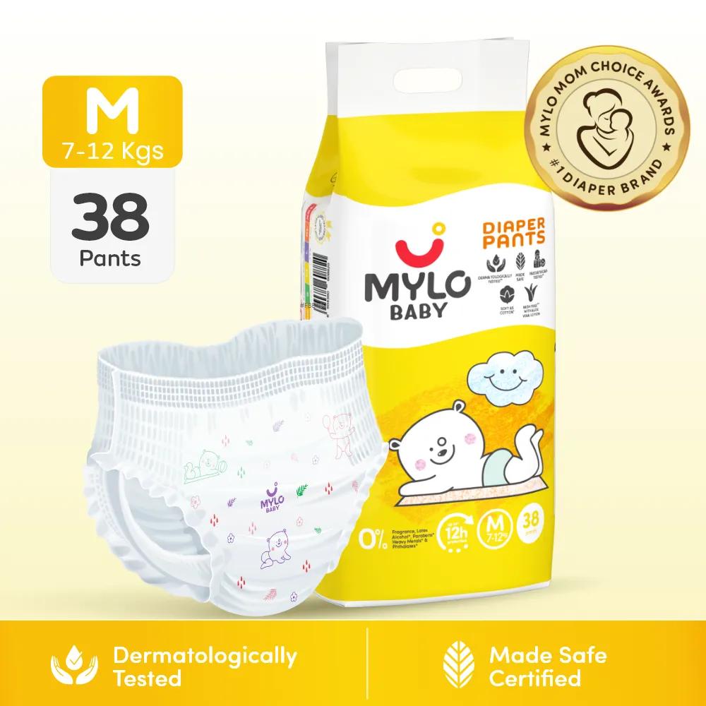 Baby Diaper Pants Medium (M) Size 7-12 kgs (38 count) Leak Proof | Lightweight | Rash Free | 12 Hours Protection | ADL Technology (Pack of 1)