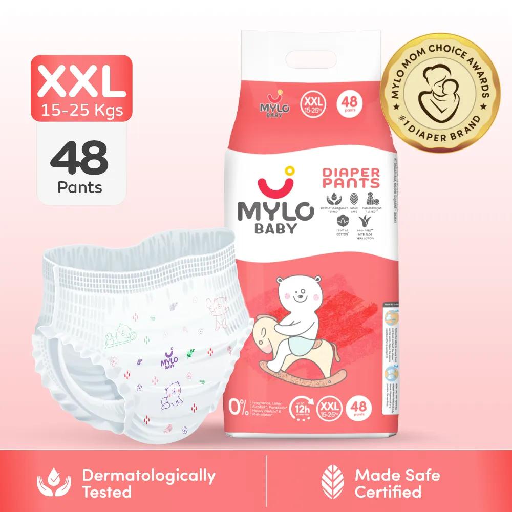 Baby Diaper Pants (XXL) Size 15-25 kgs (48 count) Leak Proof | Lightweight | Rash Free | 12 Hours Protection | ADL Technology (Pack of 1)