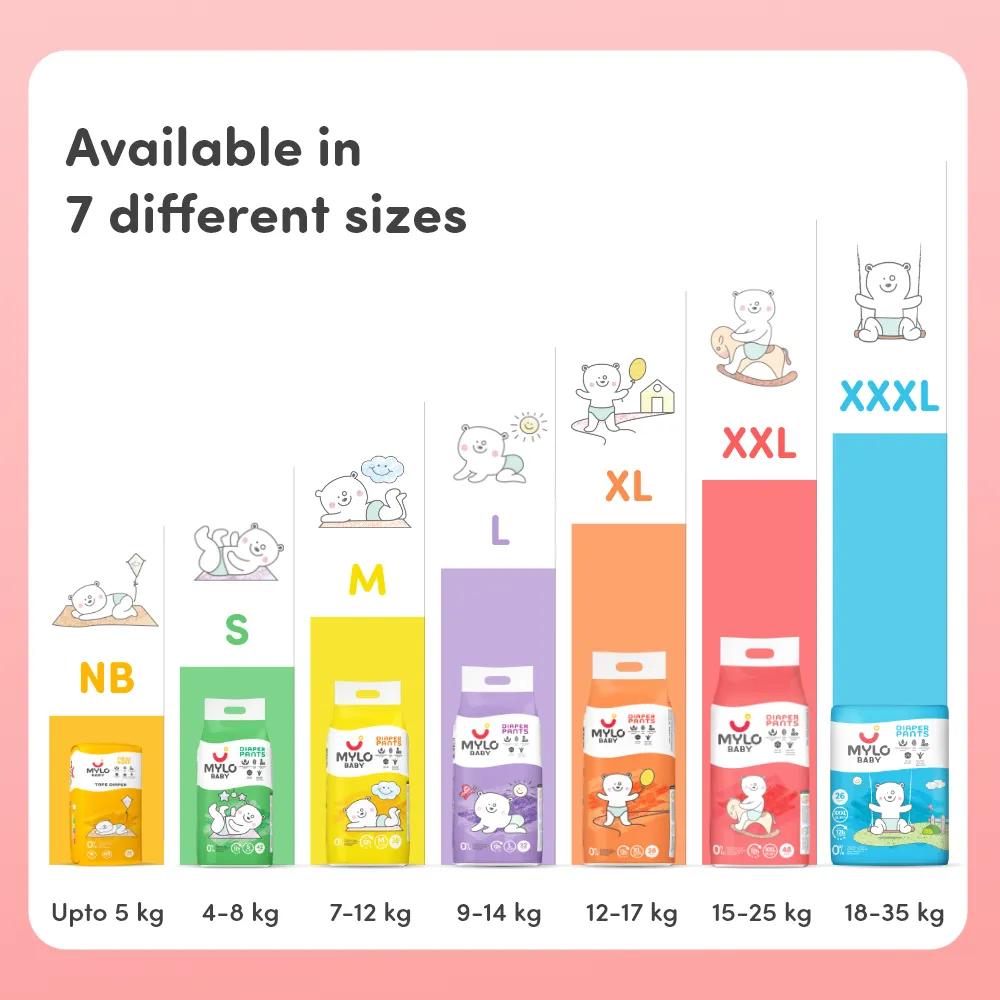 Baby Diaper Pants Small (XXL) Size 15-25 kgs (48 count) Leak Proof | Lightweight | Rash Free | 12 Hours Protection | ADL Technology (Pack of 1)