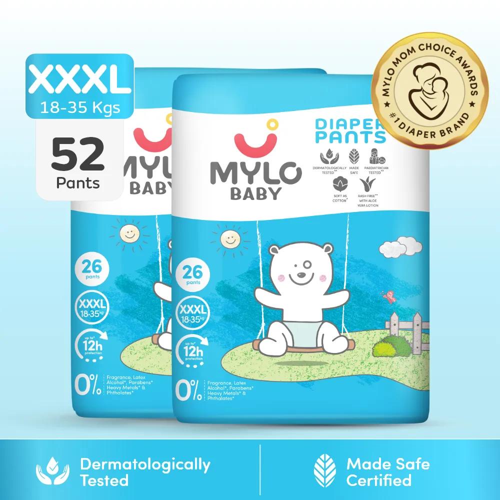 Baby Diaper Pants (XXXL) Size 18-35 kgs (52 count) Leak Proof | Lightweight | Rash Free | 12 Hours Protection | ADL Technology (Pack of 2)