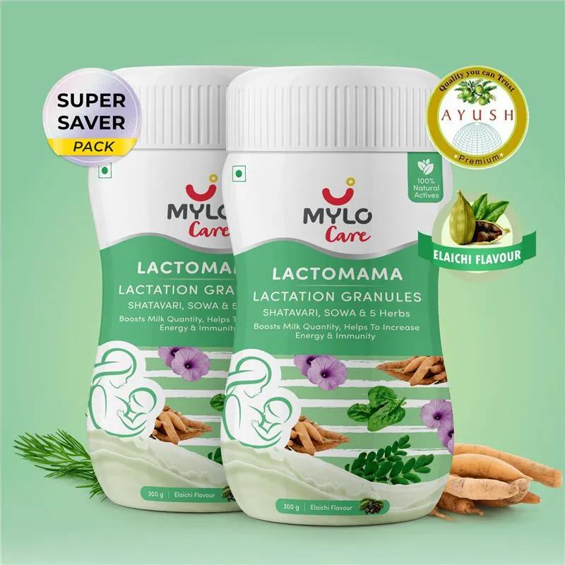 Mylo LactoMama™ | With Shatavari, Sowa & 5 herbs | Natural Supplement for Boosting Breast Milk | 100% Natural Ingredients | 300g | Pack of 2