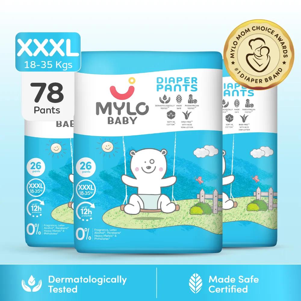 Baby Diaper Pants (XXXL) Size 18-35 kgs (78 count) Leak Proof | Lightweight | Rash Free | 12 Hours Protection | ADL Technology (Pack of 3)