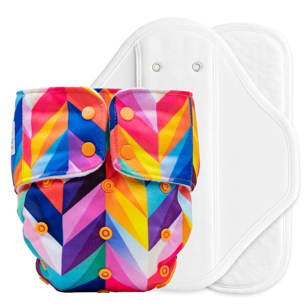 Adjustable & Reusable Cloth Diaper with Leaksafe & Ultra Absorb Pad (3M-3Y) - Rainbow Print - Pack of 1