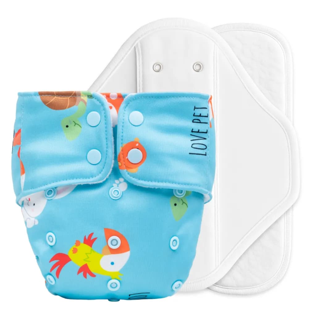 Adjustable & Reusable Cloth Diaper with Leaksafe & Ultra Absorb Pad (3M-3Y) - Pet Love - Pack of 1