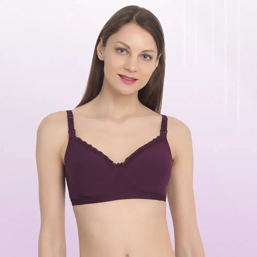 Light Padded Maternity/Nursing Bra with free bra extender-Plum 34B