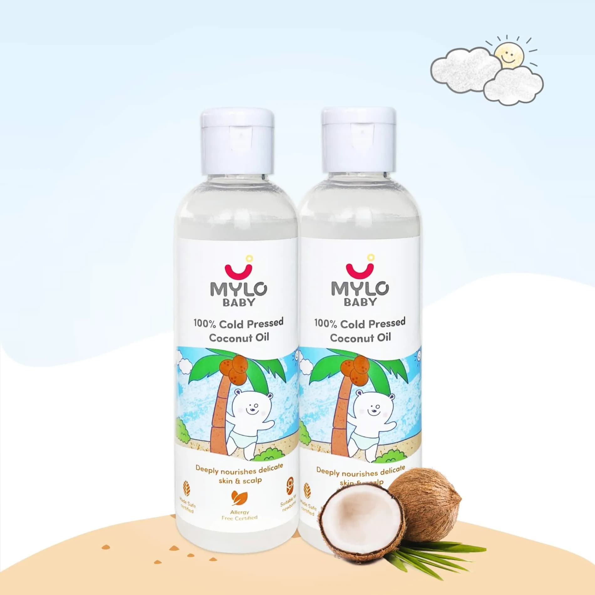 Mylo Baby 100% Cold Pressed Coconut Oil | 200 ml | Pack of 2