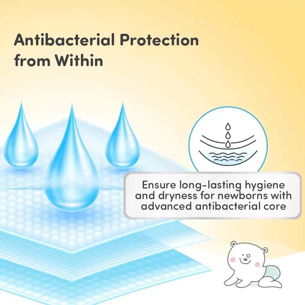 Mylo Baby New Born Tape Diapers | Size upto 5 kgs | 52 count | Naval Protection | Wetness Indicator | Rash Free | 12 Hours Protection