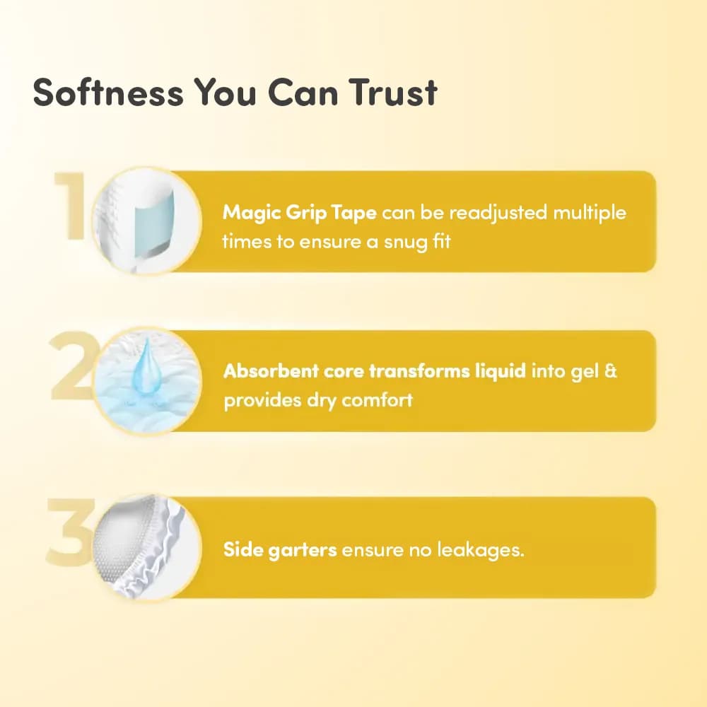 Mylo Baby New Born Tape Diapers | Size upto 5 kgs | 52 count | Naval Protection | Wetness Indicator | Rash Free | 12 Hours Protection