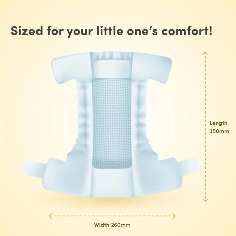 Mylo Baby New Born Tape Diapers | Size upto 5 kgs | 52 count | Naval Protection | Wetness Indicator | Rash Free | 12 Hours Protection
