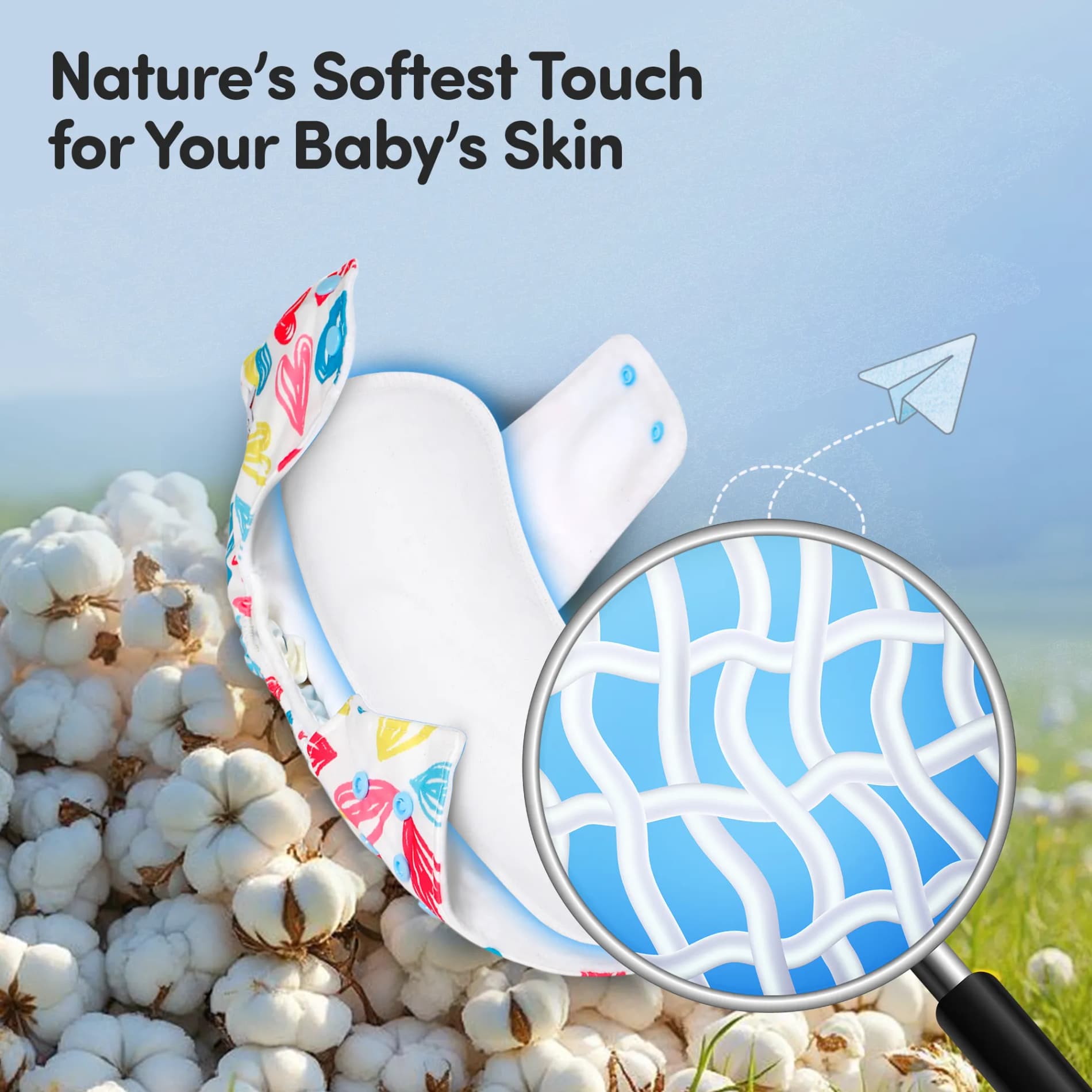 Adjustable & Reusable Cloth Diaper with Leaksafe & Ultra Absorb Pad (3M-3Y) - Floral Spring Print - Pack of 1