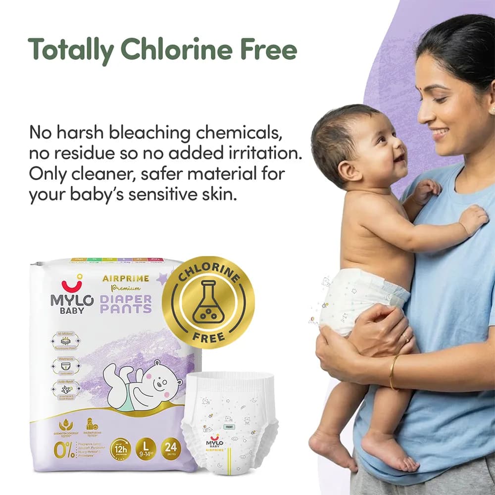 Mylo Airprime™ Premium Diaper Pants with Wetness Indicator - L(9-14 Kgs) - 24 Count