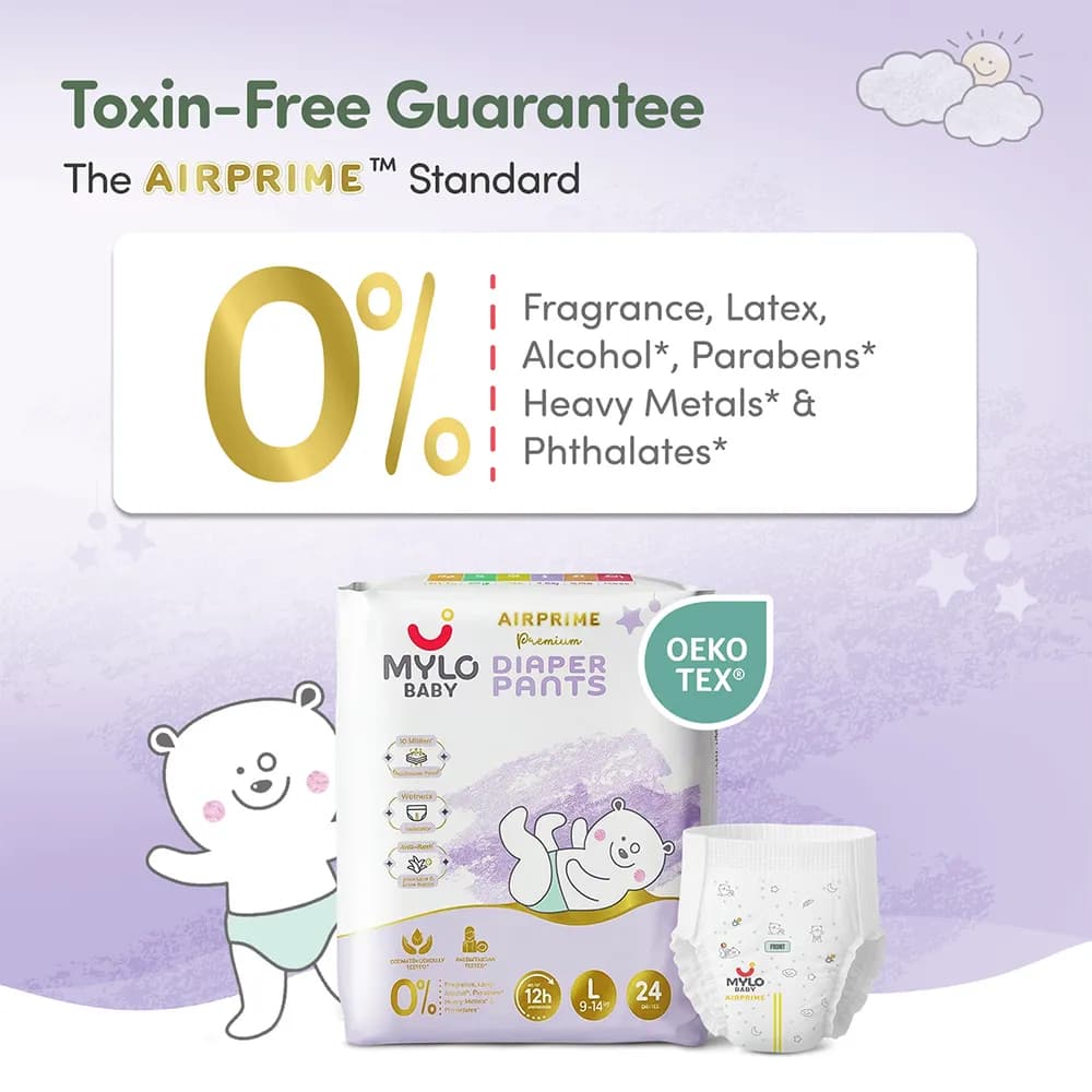Mylo Airprime™ Premium Diaper Pants with Wetness Indicator - L(9-14 Kgs) - 24 Count