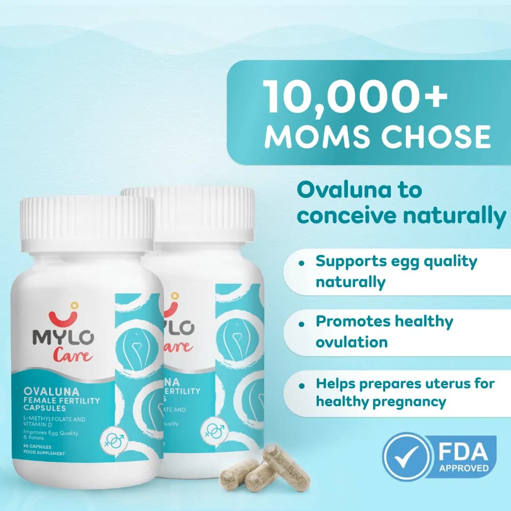Mylo Ovaluna Conception Fertility Supplements for Women | Prenatal Vitamins | Promote Natural Conception | Improve egg quality, Hormone Balance, Cycle Consistency | Aid Ovulation | 60 Vegetarian Capsules - Pack of 2