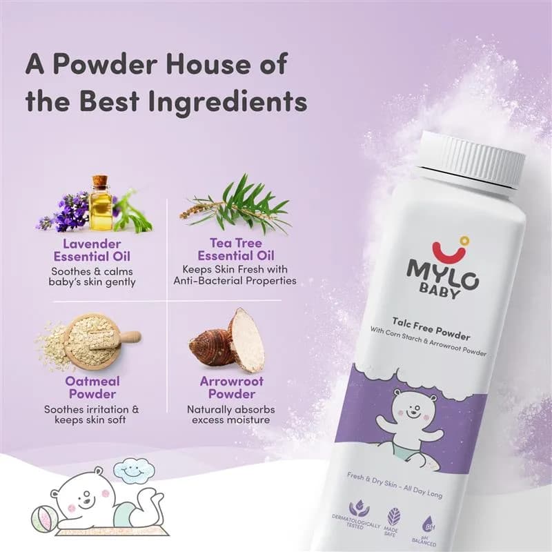 Baby Powder for Kids | Made Safe Australia Certified | Absorbs Extra Oil | Relieves Itchiness | Softens Skin | Safe for all skin types - 300 gm