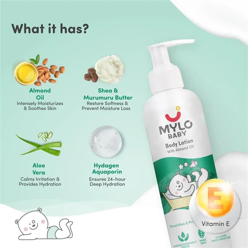 Baby Lotion for Kids | Made Safe Certified | Dermatologically Tested | Long Lasting 24 Hours Moisturisation | Soothes Dryness - 200 ml