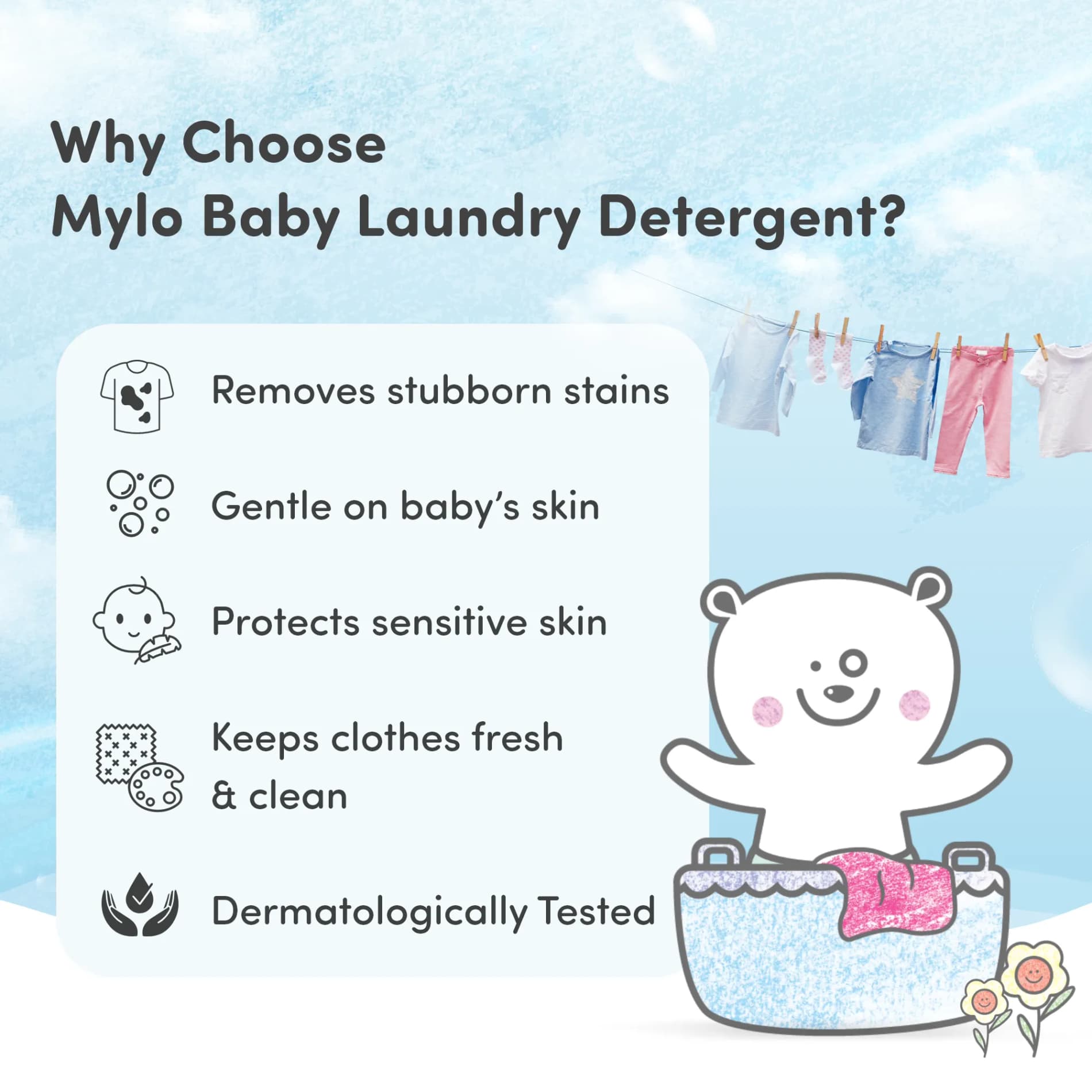 Baby Safe Liquid Detergent for Baby Clothes | Tough on stains | Gentle on clothes | Keeps Color & Softness Intact | Suitable for Front & Top Load Washing Machine | 1 litre - Pack of 2