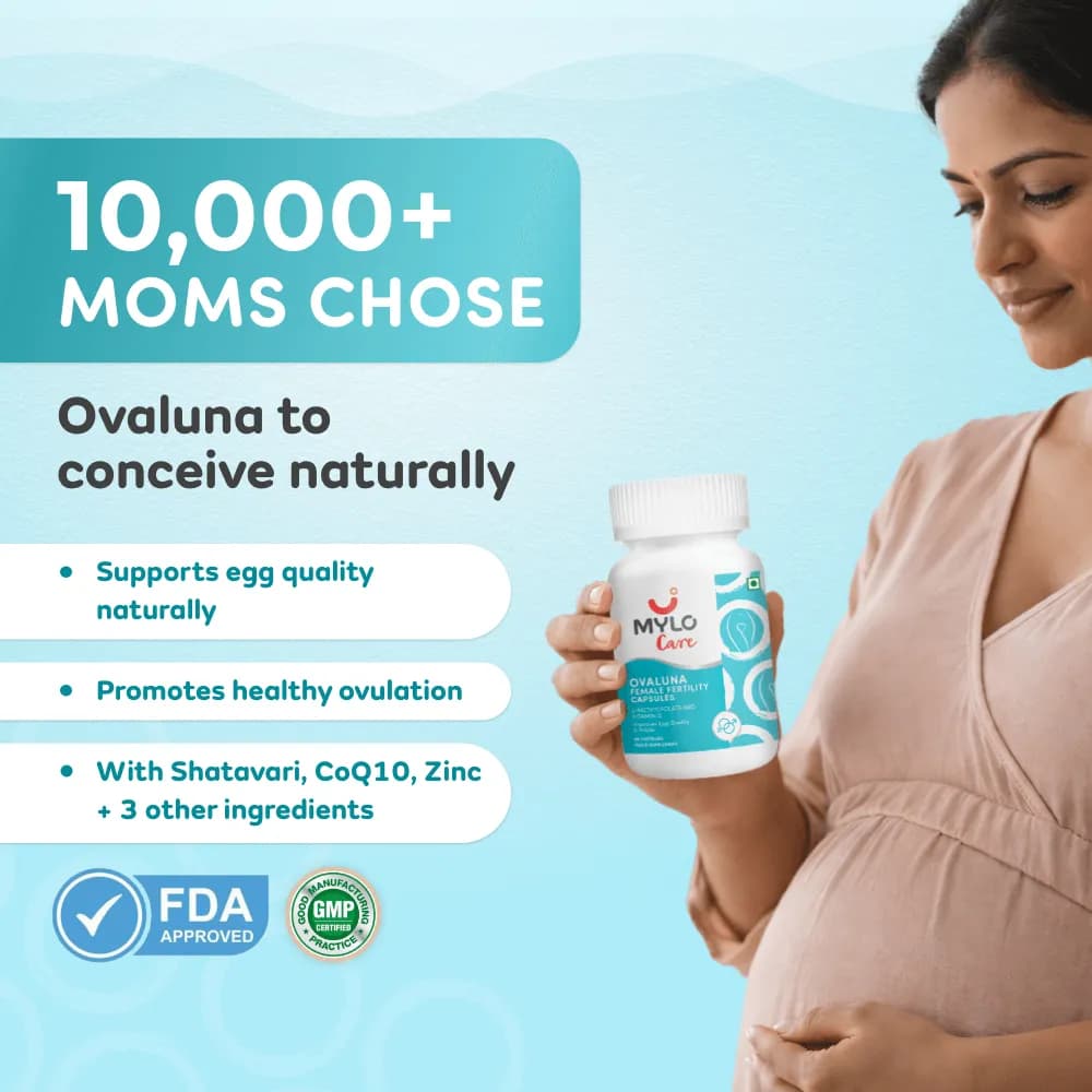 Mylo Ovaluna Female Fertility Tablets - 60 Capsules| Improves Egg Health & Folate Levels |Improves Reproductive Health & Hormonal Balance
