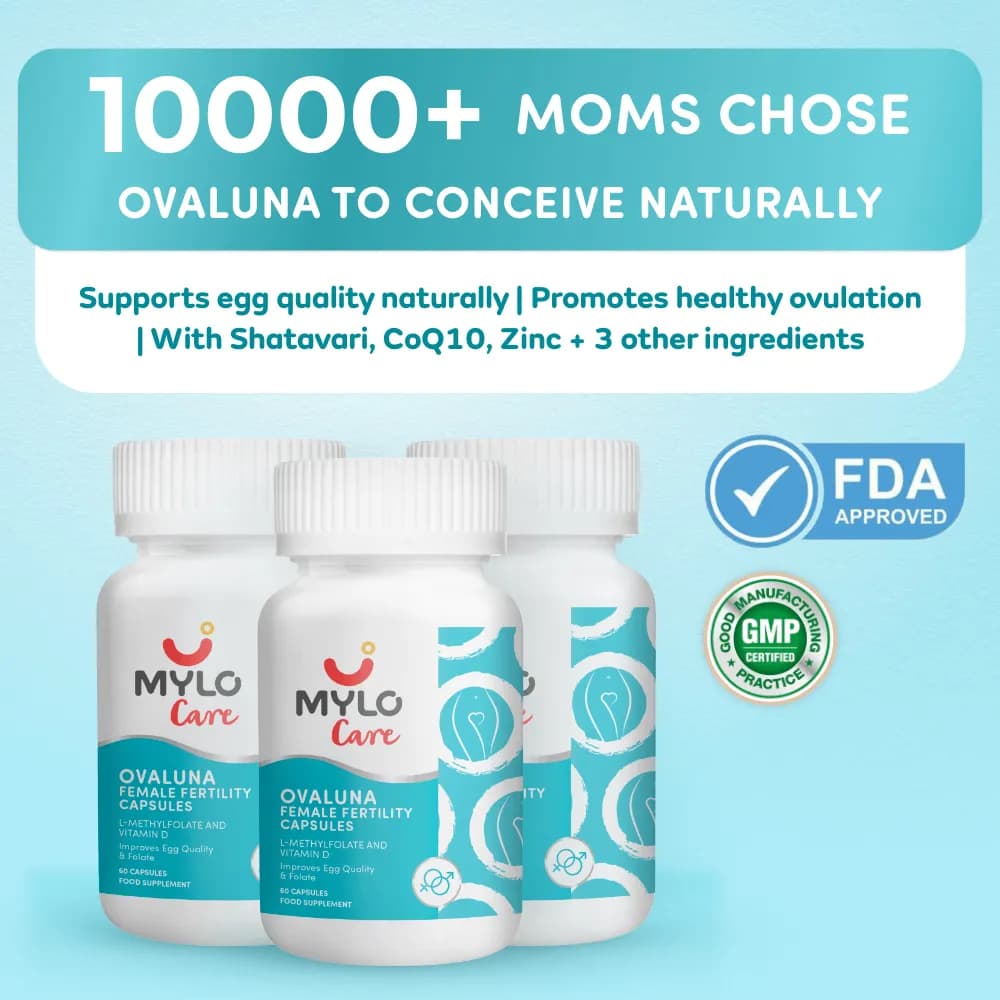 Mylo Ovaluna Conception Fertility Tablets for Women | Prenatal Vitamins | Promote Natural Conception | Improve egg quality, Hormone Balance, Cycle Consistency | Aid Ovulation | 60 Vegetarian Capsules - Pack of 3