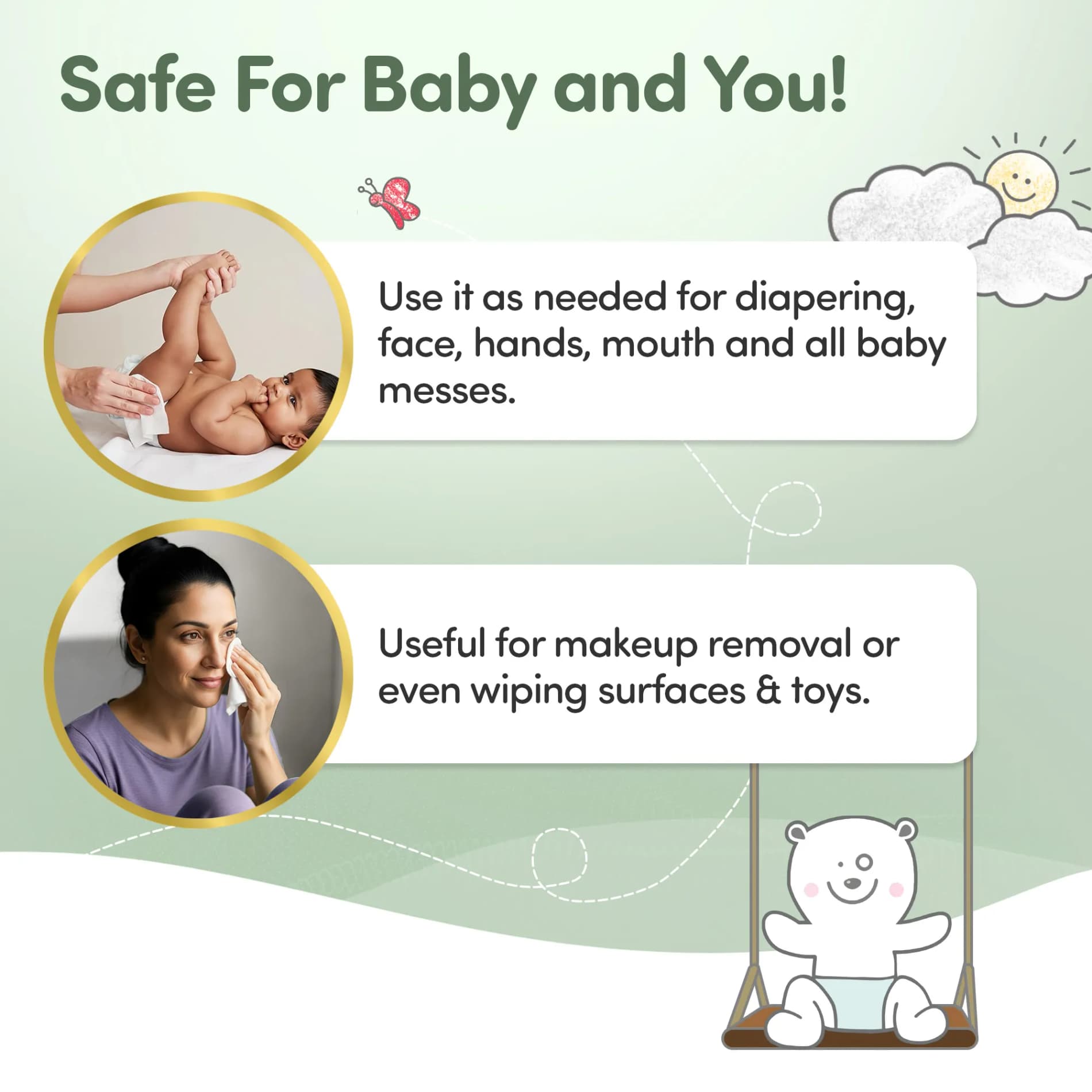 Mylo Baby 100% Plant-based Premium Wipes with 99.5% Pure Water & Calendula Extract - Pack of 1