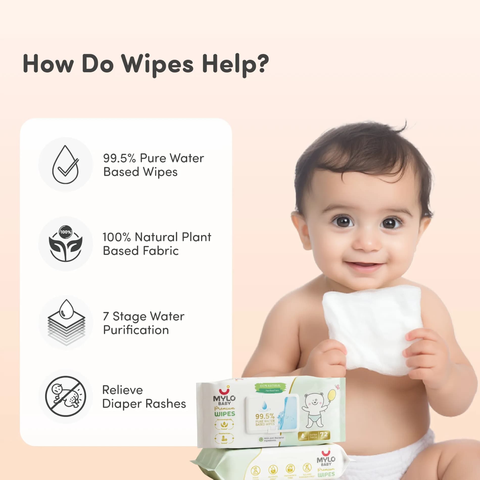 Baby Diaper Pants Extra Large (XL) Size 12-17 kgs (Jumbo Pack) + 99.5% Ultra Pure Water- Based Premium Wipes (Pack of 2)