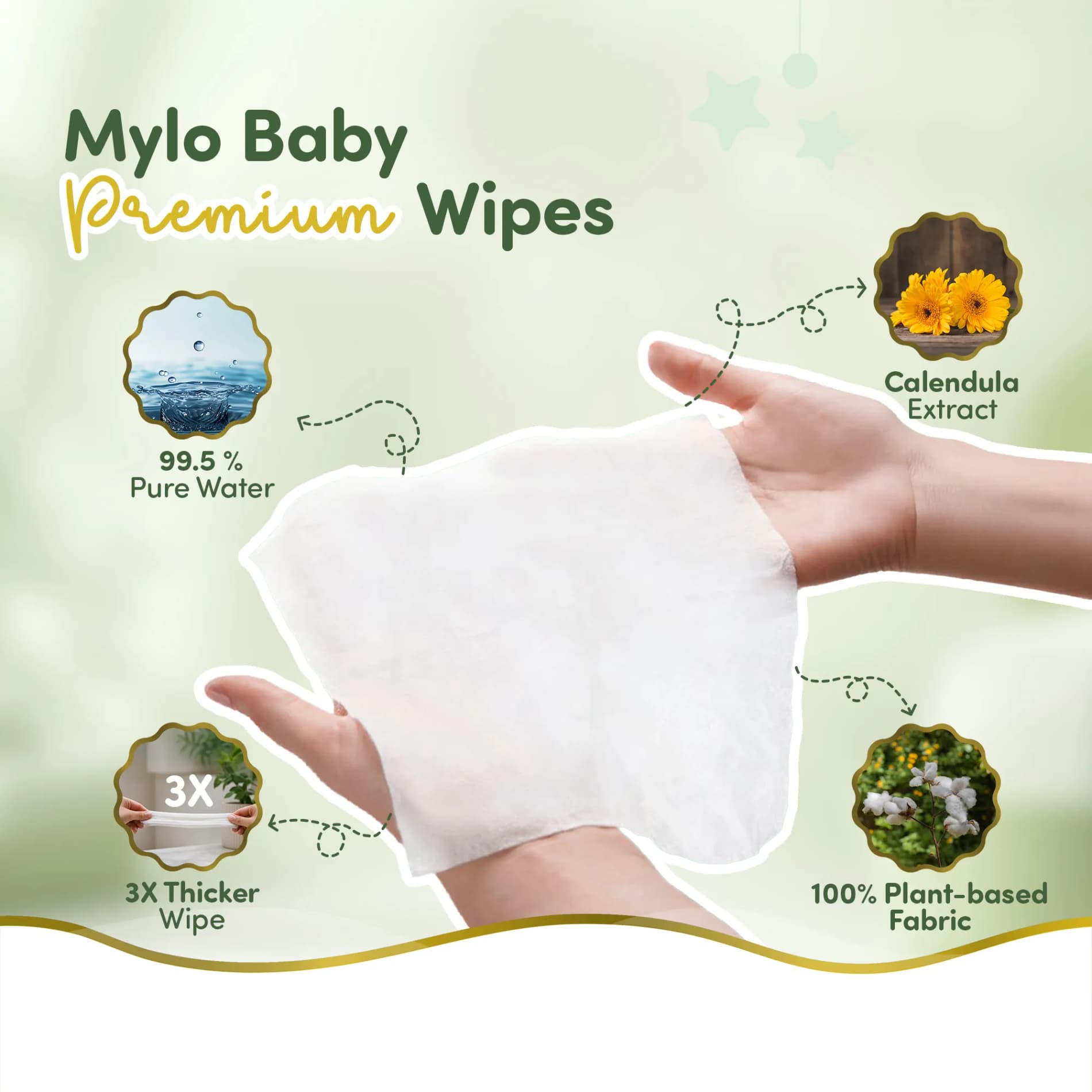 Mylo Rash Care Combo™ | Airprime Premium Diaper Pants S (5–9 kg, 26 Count) with Wetness Indicator + 100% Plant-Based Baby Wipes (99.5% Pure Water & Calendula, Pack of 2)