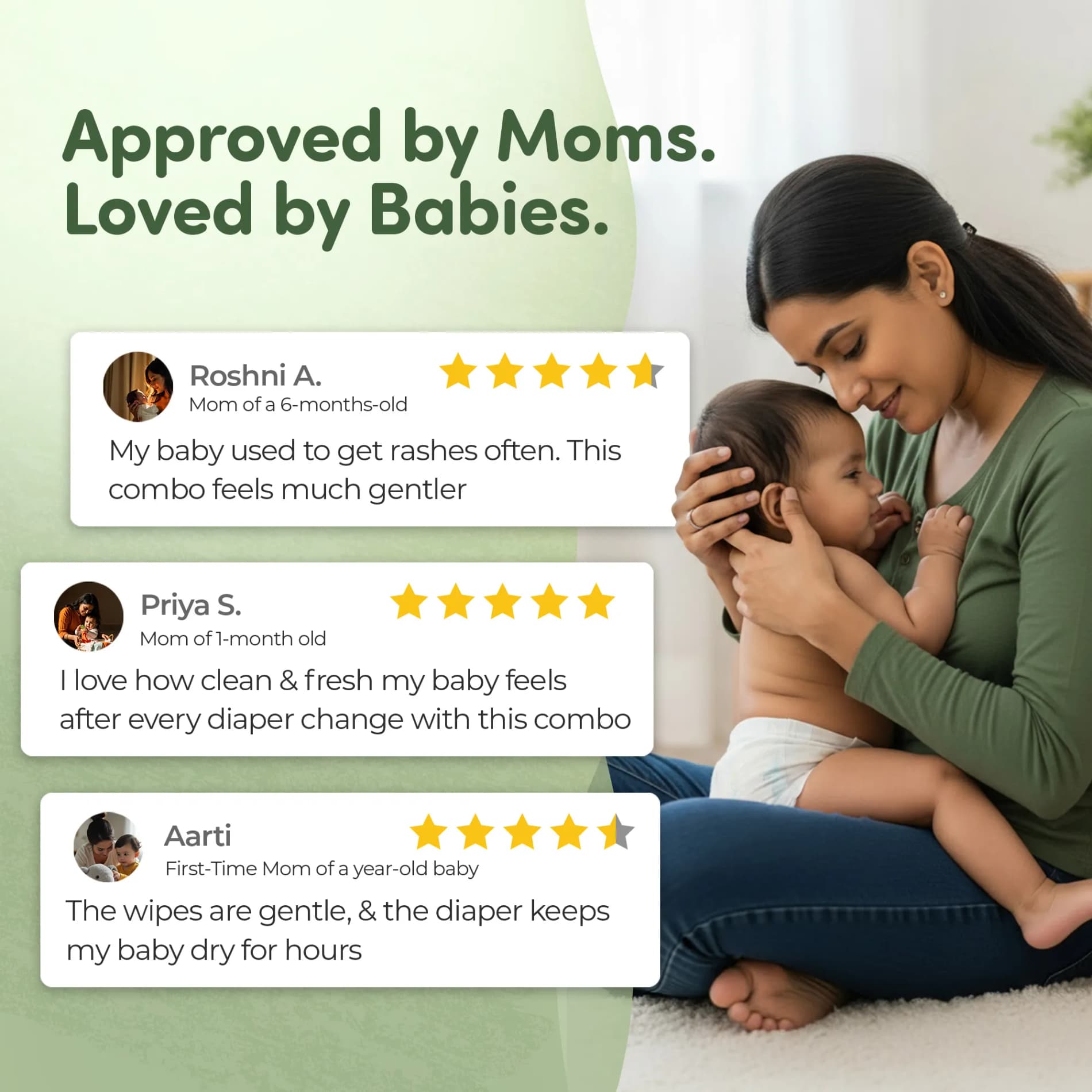 Mylo Rash Care Combo™ | Airprime Premium Diaper Pants S (5–9 kg, 26 Count) with Wetness Indicator + 100% Plant-Based Baby Wipes (99.5% Pure Water & Calendula, Pack of 2)