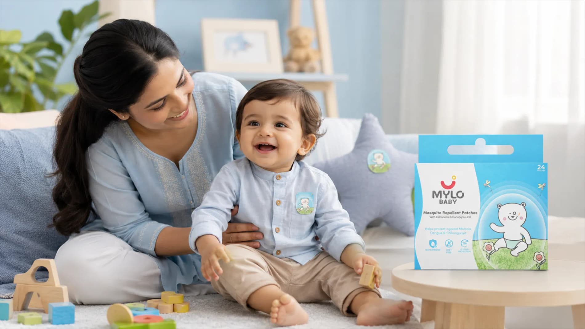 Gentle Baby Wipes With Lid (Pack of 2) + Mosquito Patches (Pack of 24)