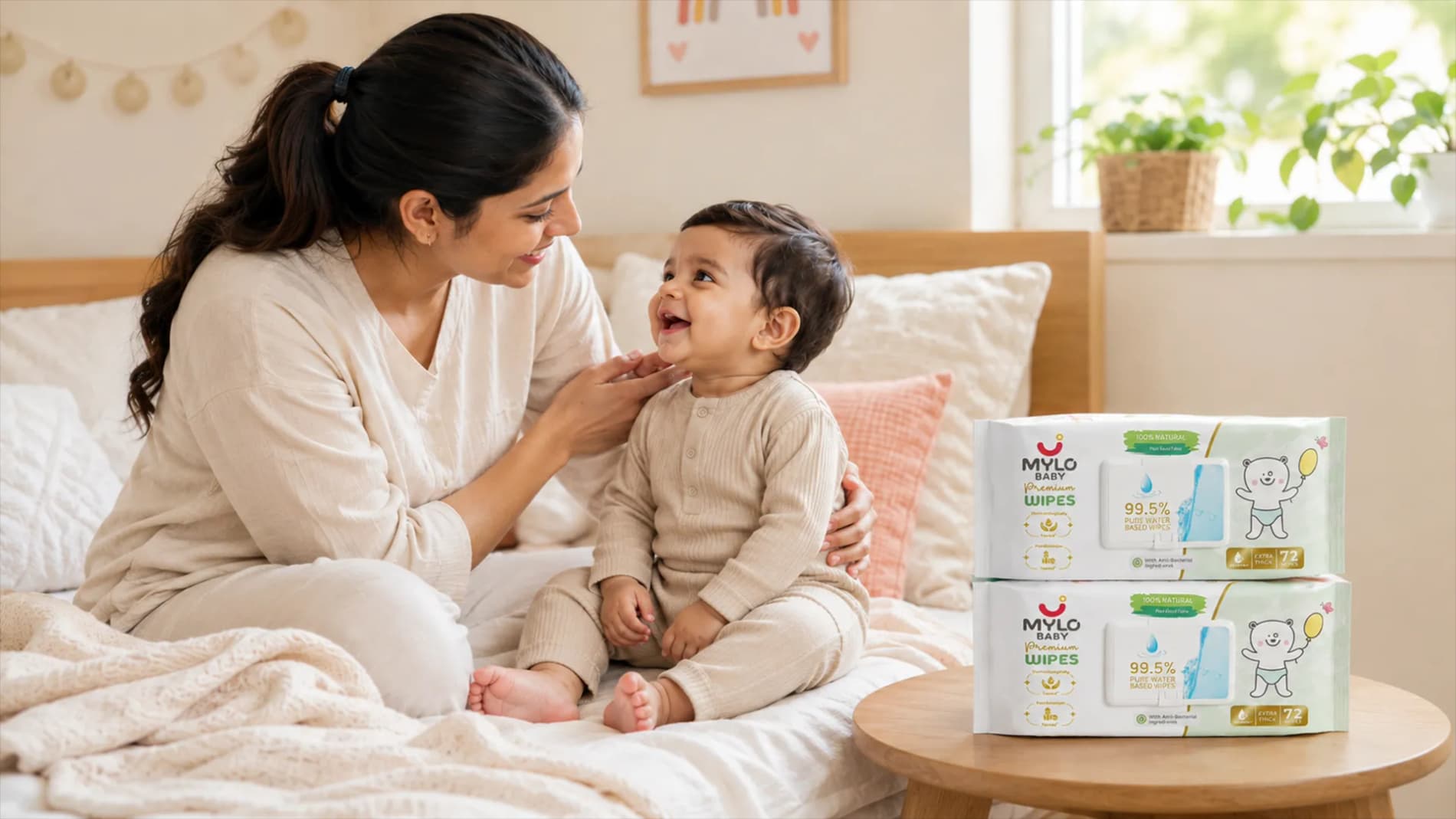 100% Plant-based Premium Wipes with 99.5% Pure Water - Pack of 2