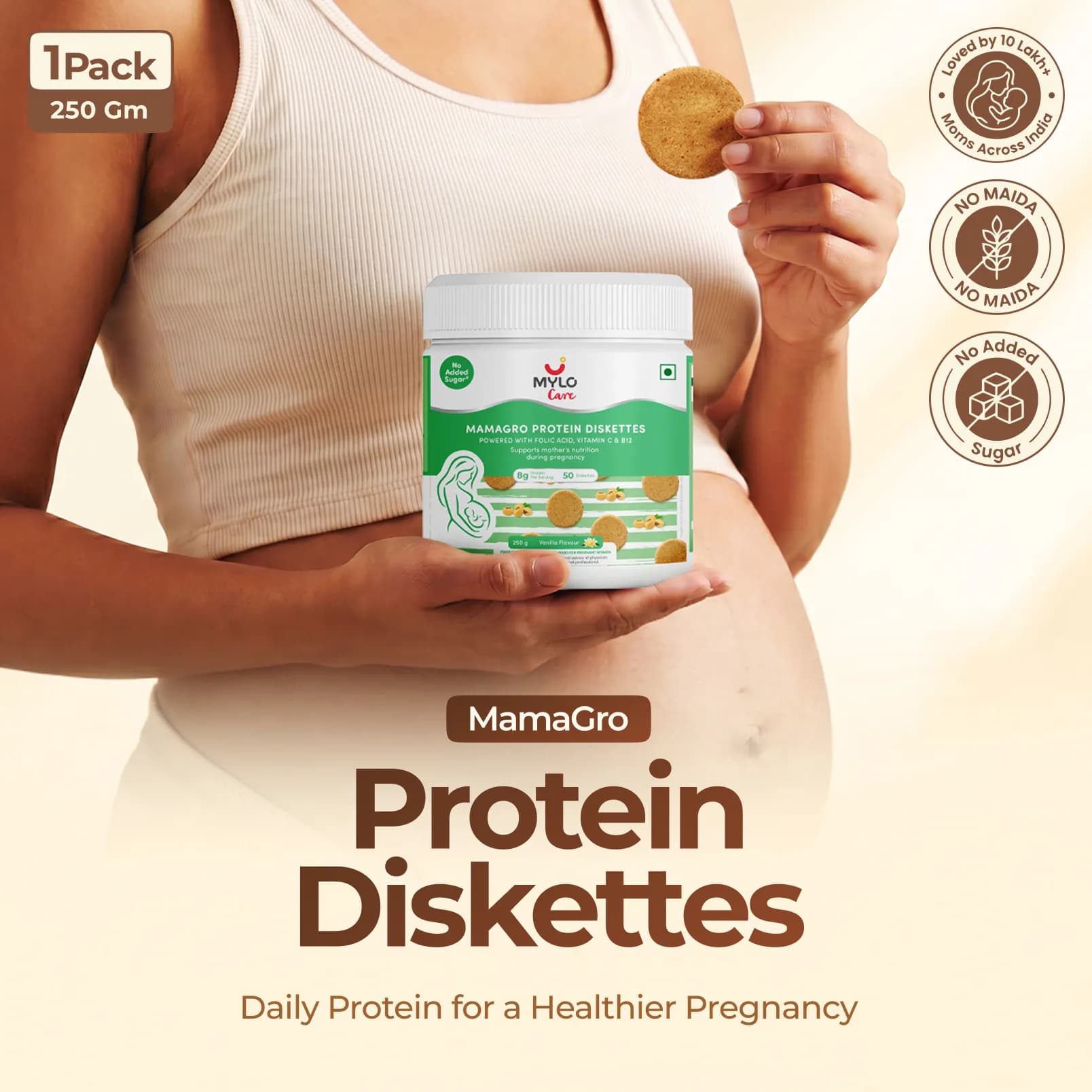 MamaGro™ Protein Diskettes - 750gm (50 Vanilla + 50 Jeera + 50 Chocolate Diskettes)