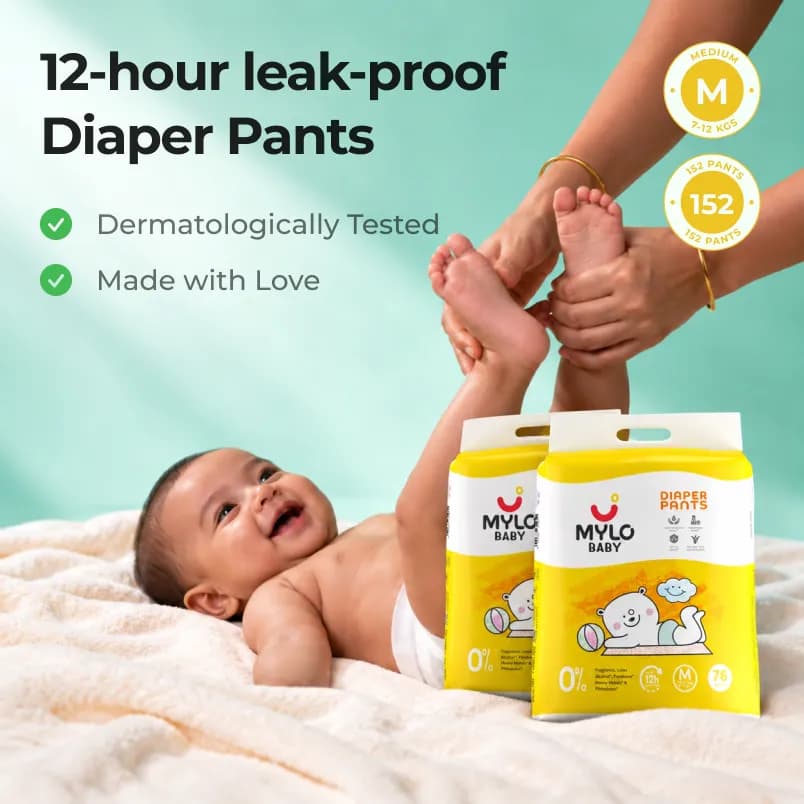Mylo Baby Diaper Pants Jumbo M Size Pack of 76x2