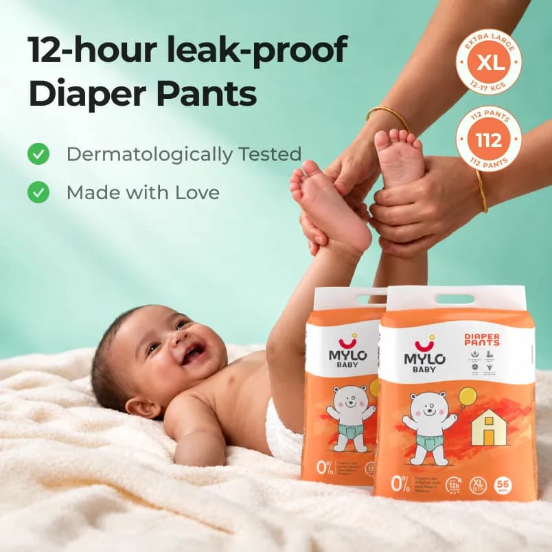Mylo Baby Diaper Pants Jumbo XL Size Pack of 56x2