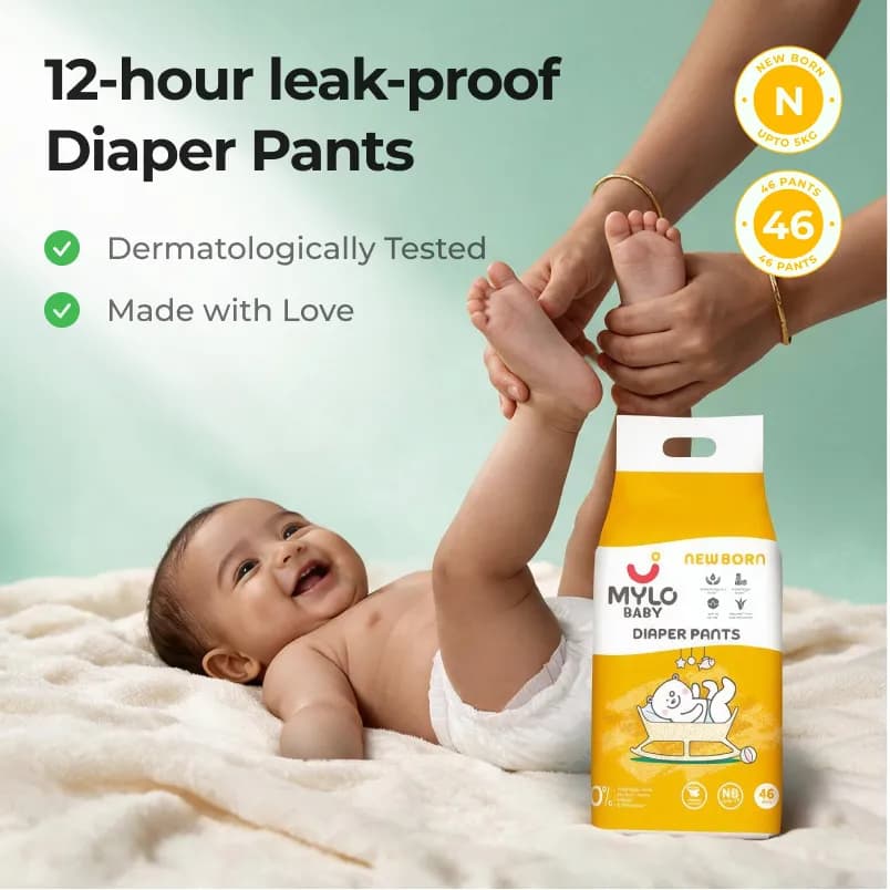 Mylo Baby New Born Diaper Pants | 46 Count (Pack of 1)