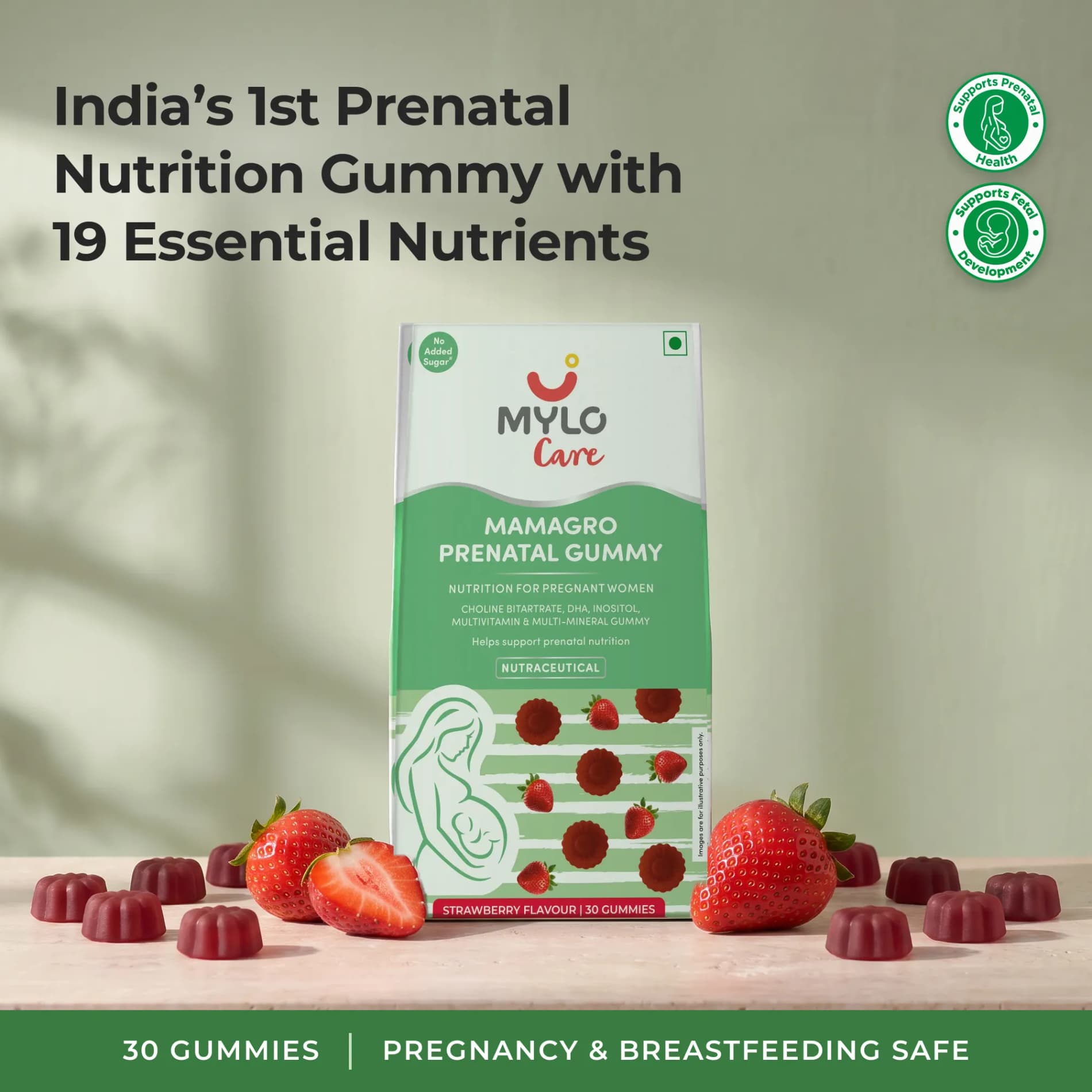 Mylo Care MamaGro Prenatal Gummy - Strawberry Flavour (30 Gummies)