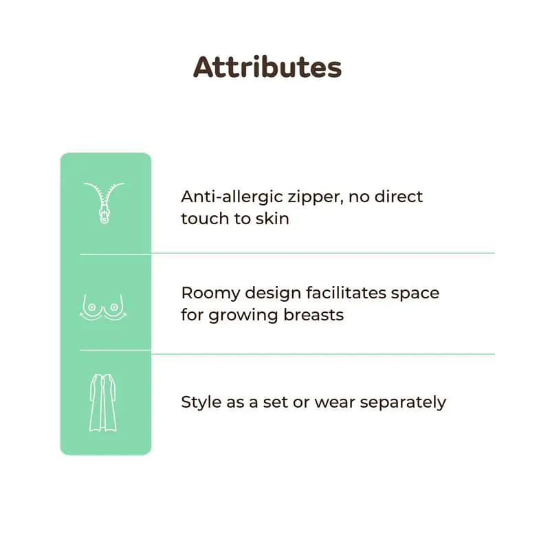 Pre & Post Maternity /Nursing Double Layered Kurta Dress with Zippers for Easy Feeding – Ethnic Green -XXL