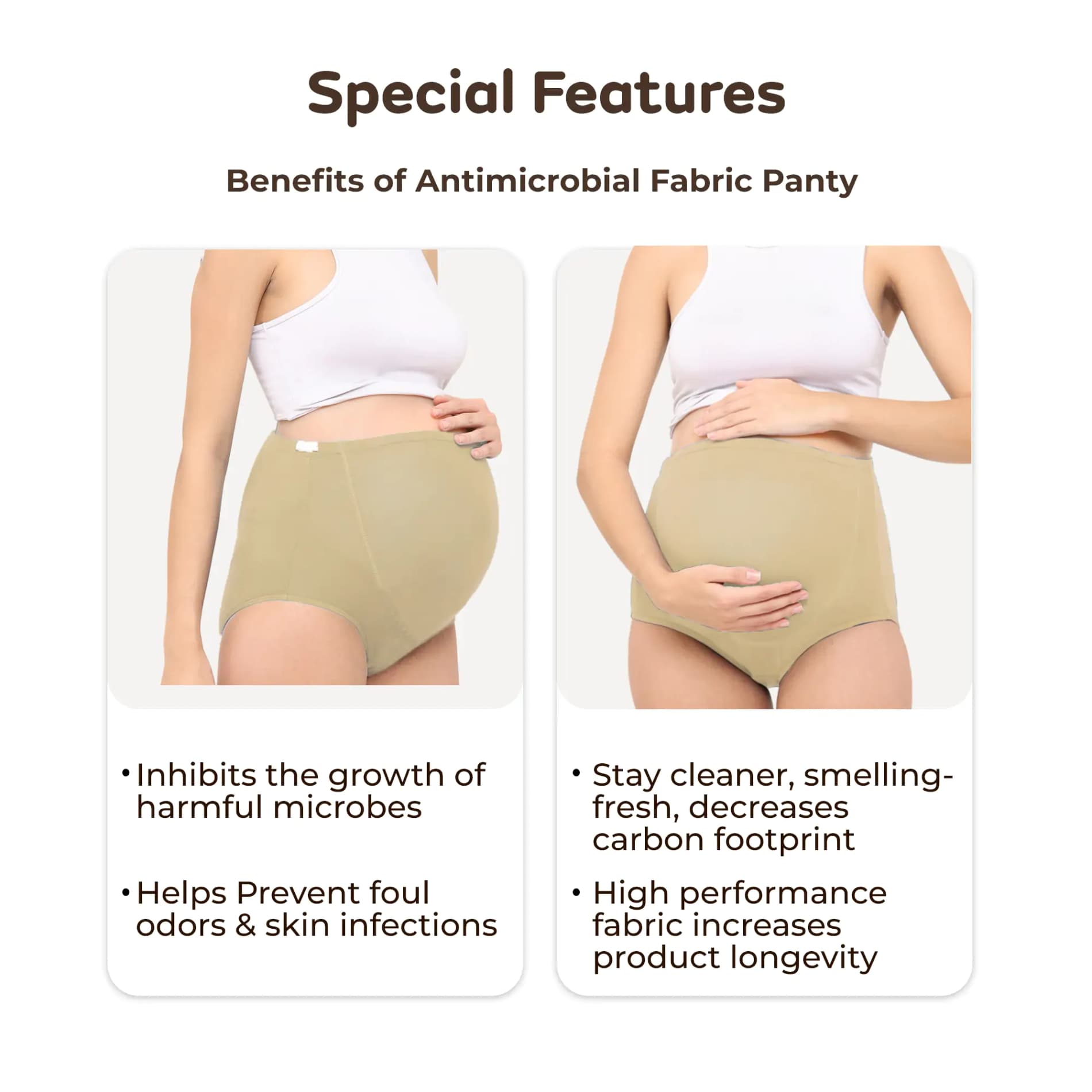 High Waist Maternity/Postpartum Panty - Anti-Microbial with Comfy Adjustable Waistband – Skin –XXL