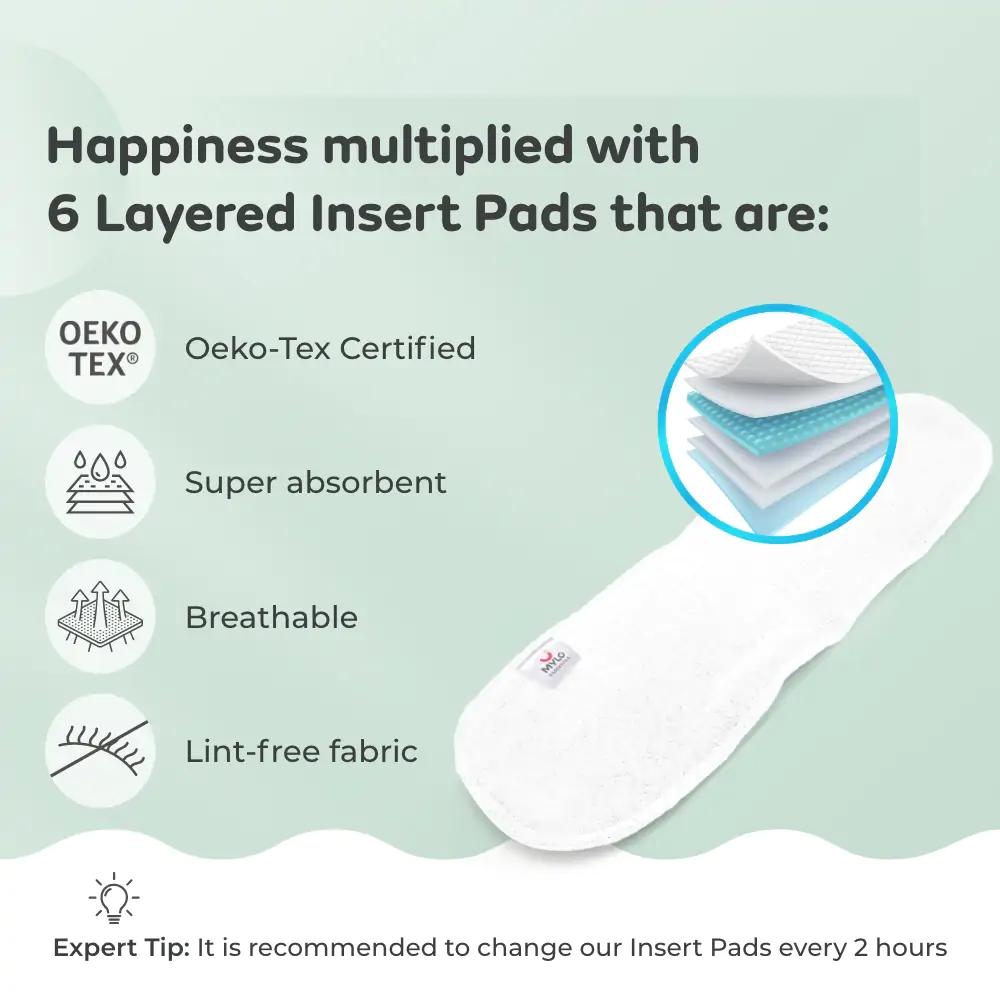 Adjustable Washable & Reusable Cloth Diaper With Dry Feel, Absorbent Insert Pad (3M-3Y) | Oeko-Tex Certified | Prevents Rashes - Rainbow - Pack of 3