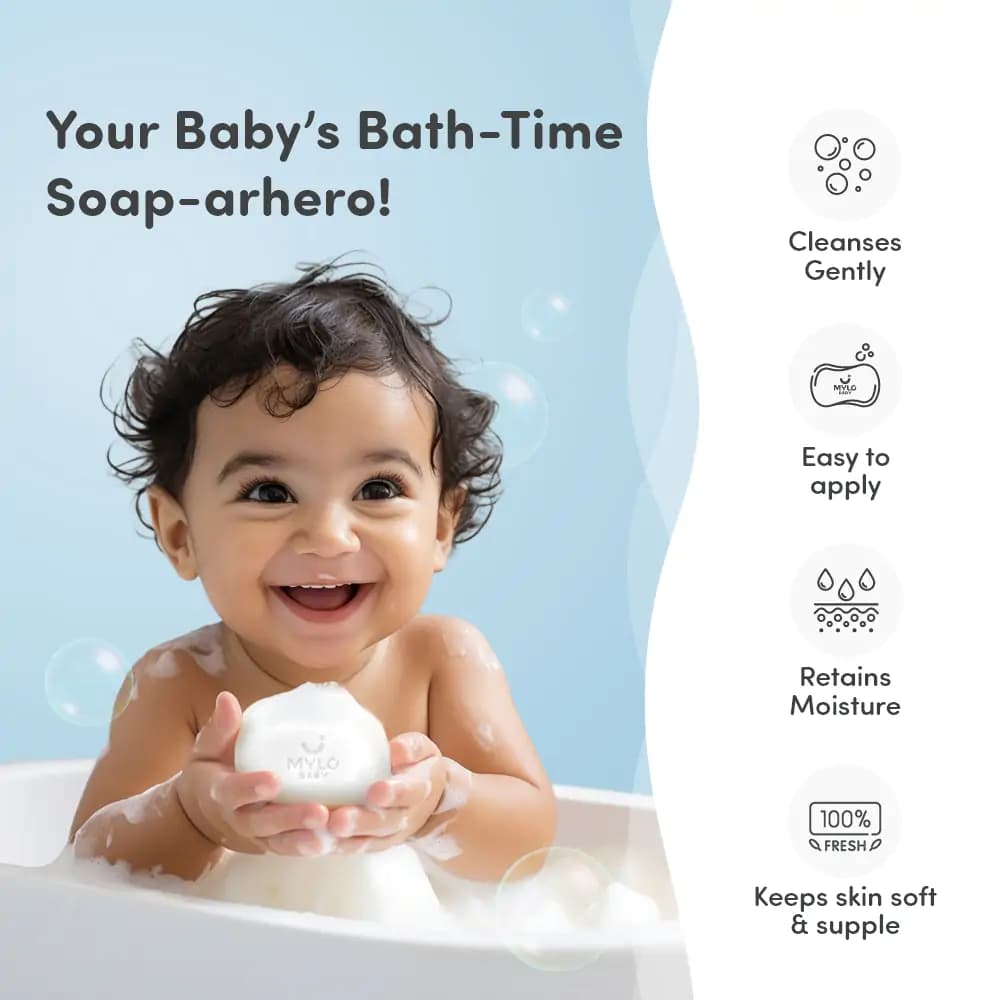 Mylo Baby Soap 75g - For 0-3 years with Vitamin E, Murumuru Butter, Jojoba Oil & Coconut Oil  - Pack of 5