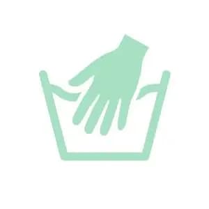 Hand wash with mild detergent in normal water