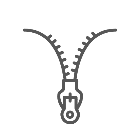 Anti-allergic zipper, no direct touch to skin  