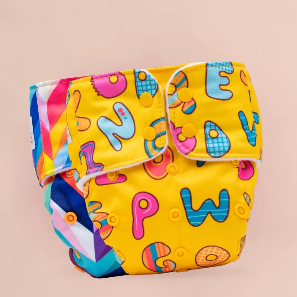 Adjustable & Reusable Cloth Diaper - Rainbow & ABC - Pack of 2