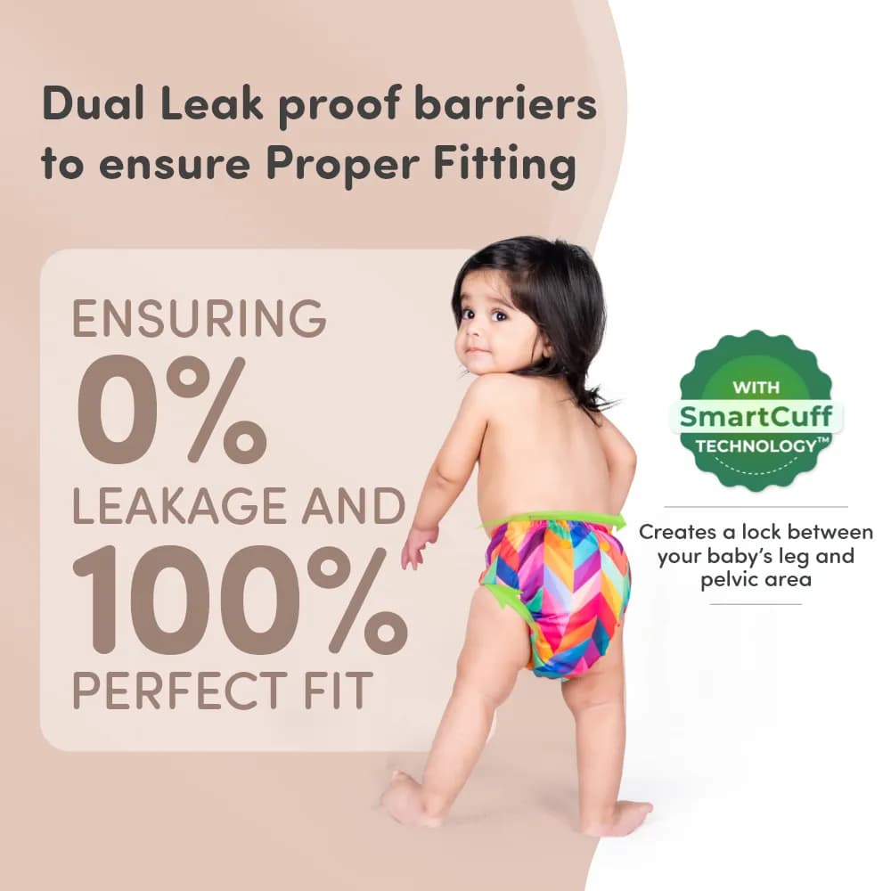 Adjustable & Reusable Cloth Diaper - Rainbow & ABC - Pack of 2