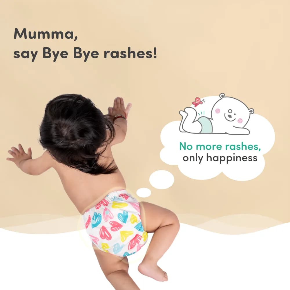 Adjustable Washable & Reusable Cloth Diaper With Dry Feel, Absorbent Insert Pad (3M-3Y) | Oeko-Tex Certified - Heart Doodles & Jungle - Pack of 2