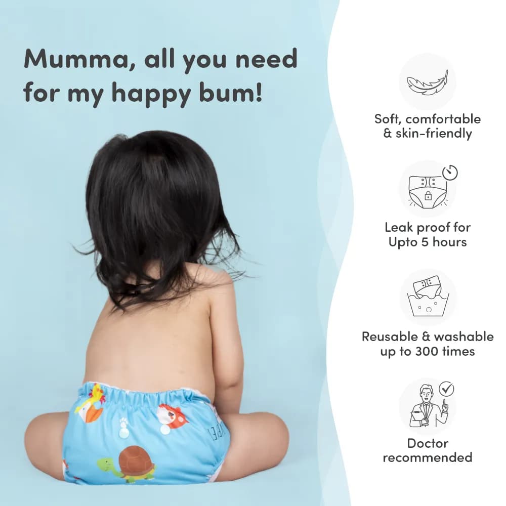 Adjustable & Reusable Cloth Diaper - Rainbow & Pet Love- Pack of 2