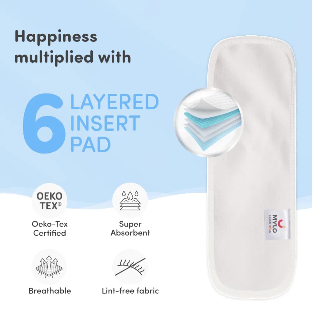 Adjustable Washable & Reusable Cloth Diaper With Dry Feel, Absorbent Insert Pad (3M-3Y) | Oeko-Tex Certified | Prevents Rashes - Floral Spring & Purple Love - Pack of 2