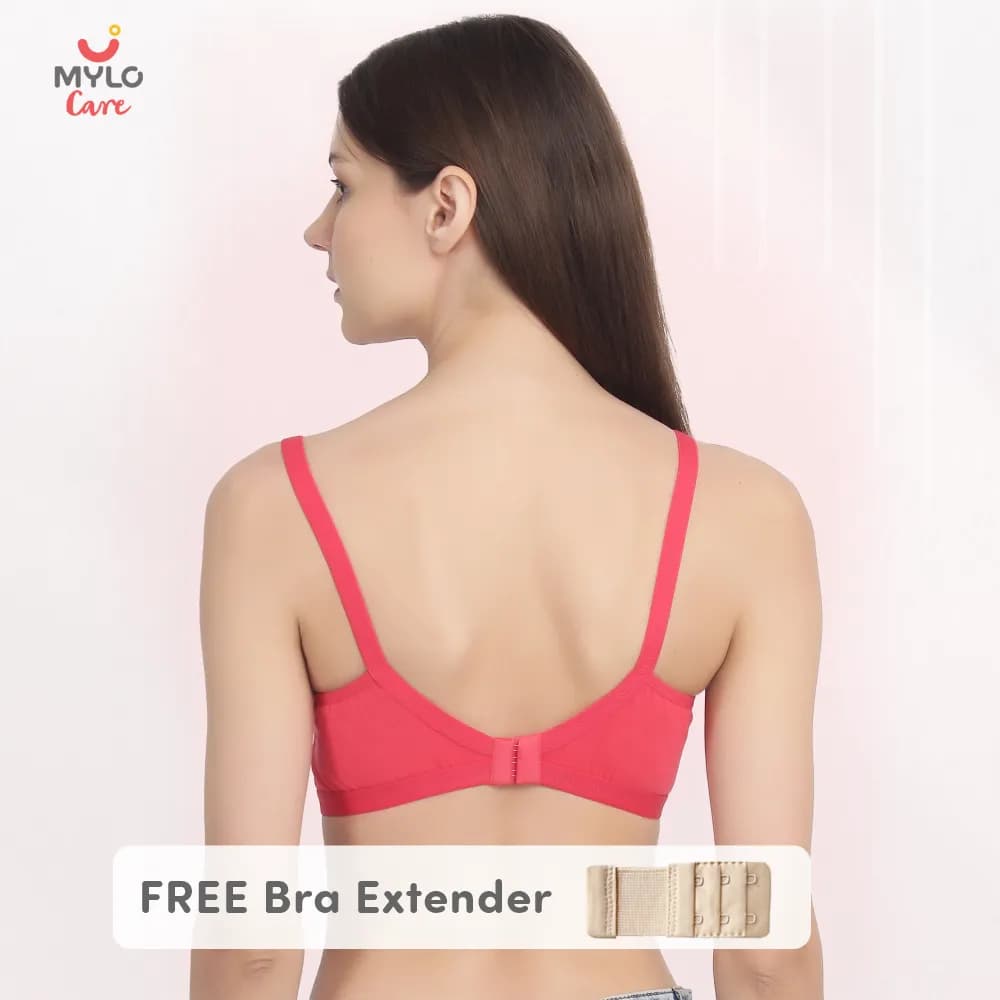 42B- Moulded Spacer Cup Maternity Bra/Feeding Bra with Free Bra Extender | Supports Growing Breasts | Eases Pumping & Feeding | Coral