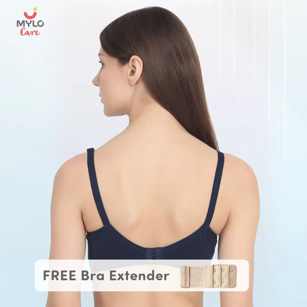 42B- Moulded Spacer Cup Maternity Bra/Feeding Bra with Free Bra Extender | Supports Growing Breasts | Eases Pumping & Feeding | Navy
