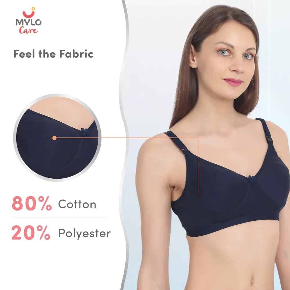 42B- Moulded Spacer Cup Maternity Bra/Feeding Bra with Free Bra Extender | Supports Growing Breasts | Eases Pumping & Feeding | Navy
