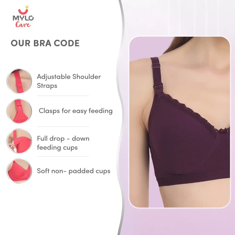 Light Padded Maternity/Nursing Bra with free bra extender- Plum 40B