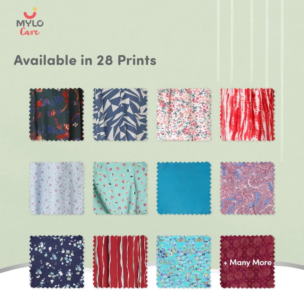 Maternity Dresses For Women with Both Side Zipper For Easy Feeding | Adjustable Belt for Growing Belly | Maxi Dress | Garden Flowers - Teal | XL